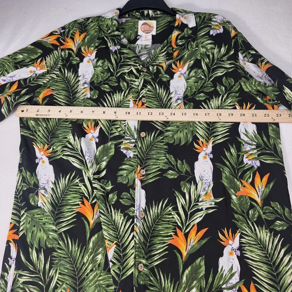 C&C‎ California Men's Casual Tropical Hawaiian Cockatoo Shirt 100% Rayon Sz L